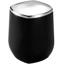 Porta Cotonete ou Algodão Preto Com Cromado